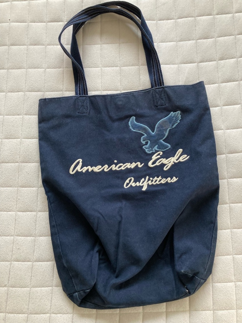 American Eagle Outfitters Navy Canvas Tote with Embroidered Logo